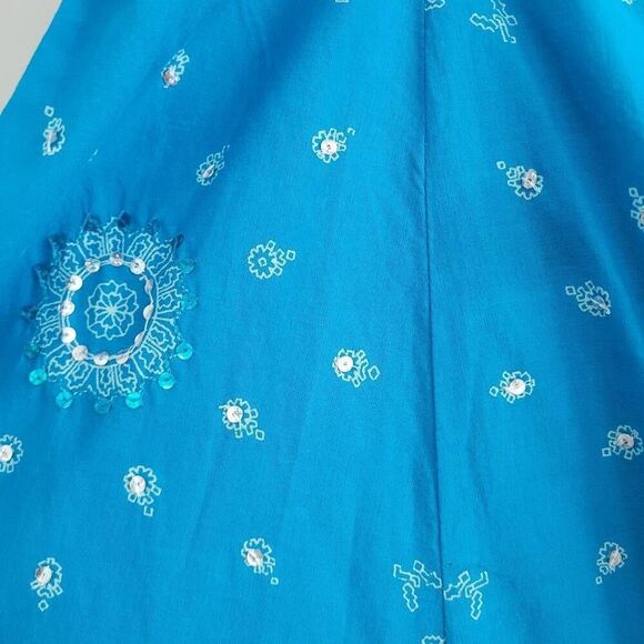 Soft Surroundings XL 100% cotton embellished full skirt sequined boho - Picture 3 of 9
